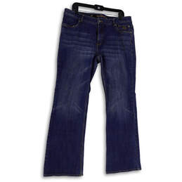 Mens Blue Medium Wash Mid-Rise Pockets Stretch Denim Wide Leg Jeans Size 16