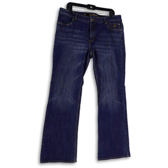 Mens Blue Medium Wash Mid-Rise Pockets Stretch Denim Wide Leg Jeans Size 16 image number 1
