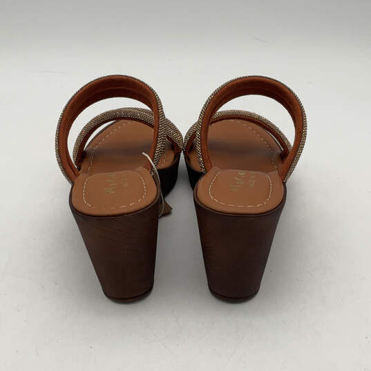 Womens Brown Sequin Open Toe Wedge Heel Slide Sandals Size 7.5 M image number 4