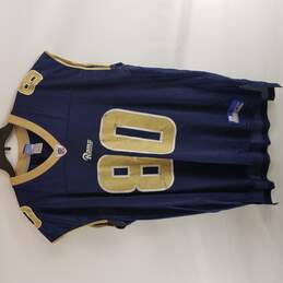Reebok NFL Rams Isaac Bruce #80 Men Blue Sleeveless Athletic Shirt Jersey XL