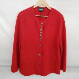 Geiger Collections Women's Red Wool Cardigan Size 42