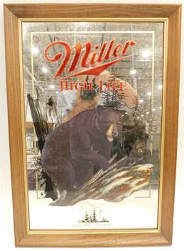 Vintage Miller High Life Beer Series 5 Wildlife Black Bear Mirror Bar Sign
