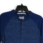 Mens Blue Flecked Henley Neck Raglan Sleeve Pullover T-Shirt Size Medium image number 3