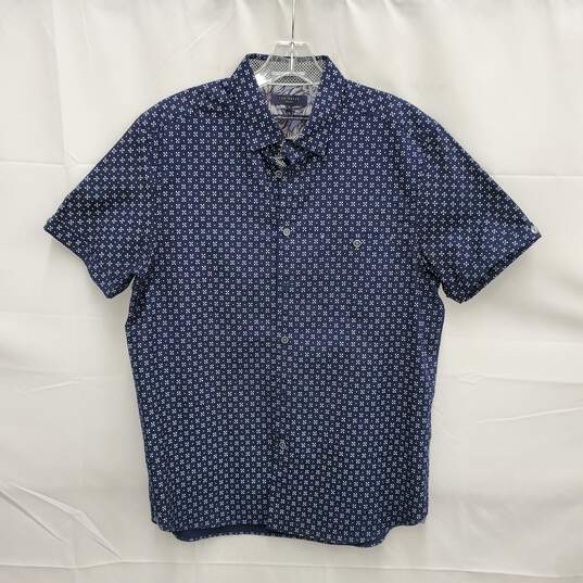 Ted Baker London WM's Blue Short Sleeve Dot Patten Shirt Size 4 image number 1