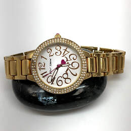 Designer Betsey Johnson Gold-Tone Crystal Analog Dial Quartz Wristwatch alternative image