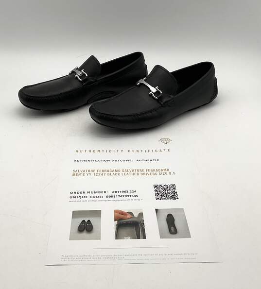 Salvatore Ferragamo Men's YY 12347 Black Leather Drivers Size 9.5 image number 1