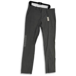 NWT Mens Gray Flat Front Slim Fit Slash Pocket Dress Pants Size W32 L34