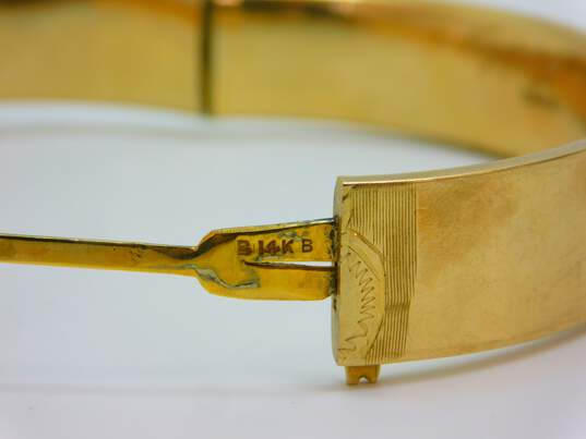 Antique Victorian 14K Yellow Gold Etched Belt Buckle Hinged Bangle Bracelet 24.5g image number 2