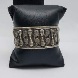 Sterling Silver Pharaoh 6.5" Cuff Bracelet 44.7g
