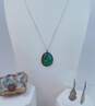 Artisan 925 Chrysocolla Cabochon Pendant Necklace Dotted Scrolled Drop Earrings & Faceted Ruby Ring 17.9g image number 1