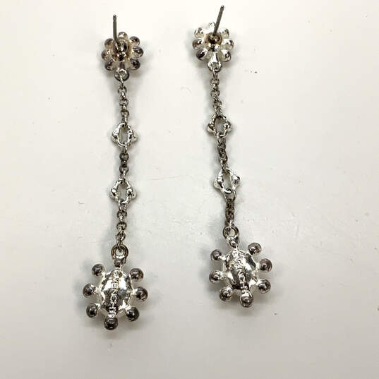 Designer Givenchy Silver-Tone Crystal Cut Stone Fashion Drop Earrings image number 2