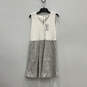NWT Womens Ivory Gray Sleeveless V-Neck Back Zip Short Shift Dress Size 5 image number 1