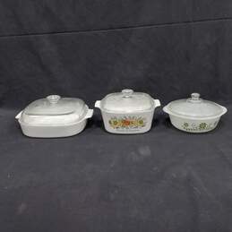 Bundle of 3 Assorted Corning Ware Baking Dishes w/Lids
