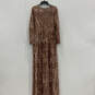 NWT Womens Rose Gold Sequin Long Sleeve Back Zip Maxi Dress Size Medium image number 1