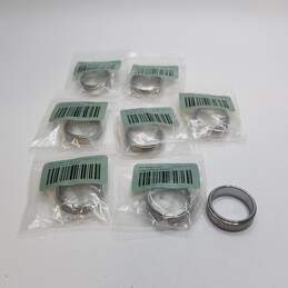 Tungsten Silver Tone Metal Sz 10.5 Ring Bundle 8pcs 117.6g alternative image
