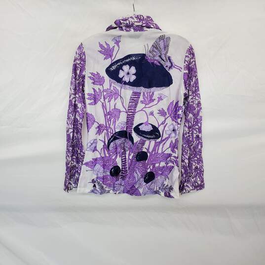 Jack Winter Vintage Purple Mushroom Patterned Button Up Shirt WM Size S image number 2