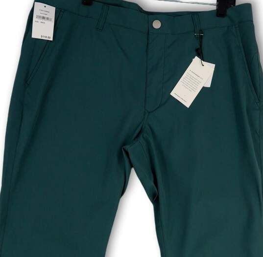 NWT Mens Green Golf Slim Fit Pockets Straight Leg Chino Pants Size 38X32 image number 3