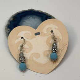 Designer Brighton Silver-Tone Blue Beaded Fish Hook Dangle Earrings