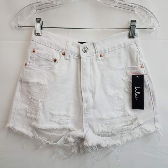 Lulus white high waisted distressed denim shorts S image number 1