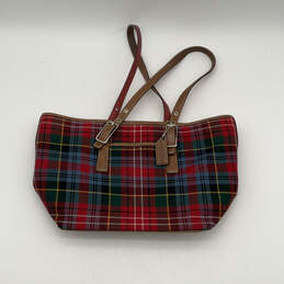 Womens Multicolor Checked Inner Pocket Adjustable Strap Zipper Shoulder Bag