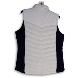 NWT Womens White Blue Mock Neck Sleeveless Full-Zip Puffer Vest Size Large alternative image