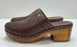 Brighton Leather Crosby Woven Mule Sandals Brown 8.5