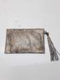 Isaac Mizrahi Silver Gold Snake Print Leather Pouch image number 2