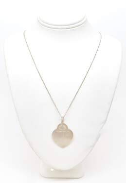 Tiffany & Co 925 Enamel Heart Pendant Necklace 6.8g