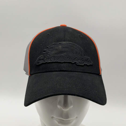 Mens Black Gray Embroidered Screamin Eagle Flame Baseball Cap One Size image number 1