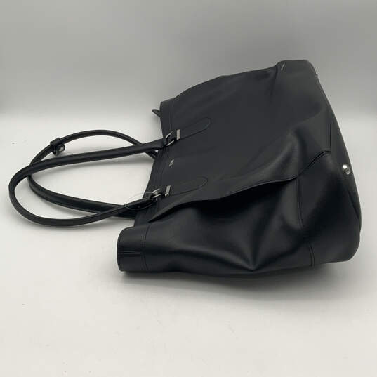 Large Shopping Pouch in Black Leather