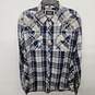 Buckle Black Athletic Fit Navy Plaid Button Up image number 1