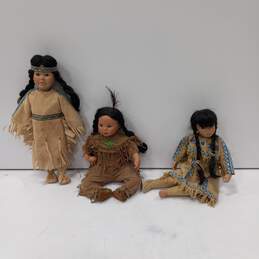 Danbury Mint & American Diary Native American Girls Dolls Assorted 3pc Lot