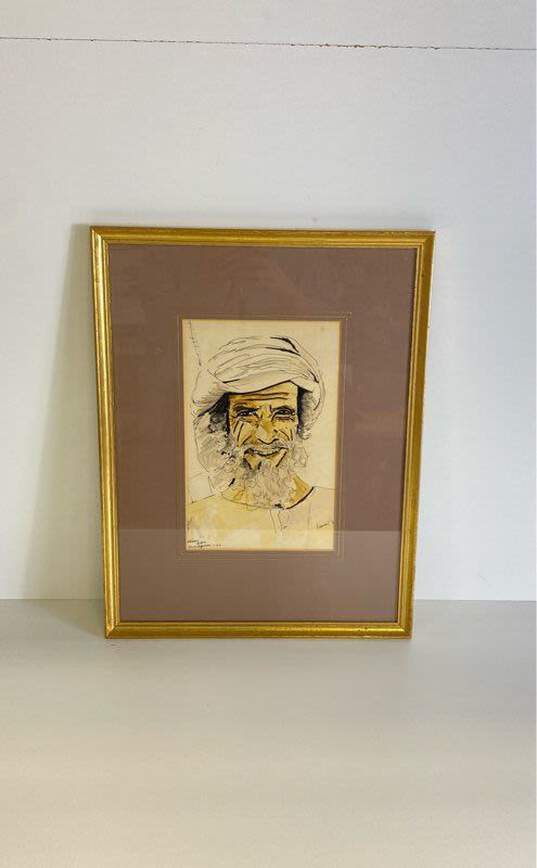 Old Man Portrait U.A.E. Print by Ismail Signed. 1979 Matted & Framed image number 1