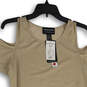 NWT Womens Brown Round Neck Cold Shoulder Pullover Blouse Top Size 10 image number 3