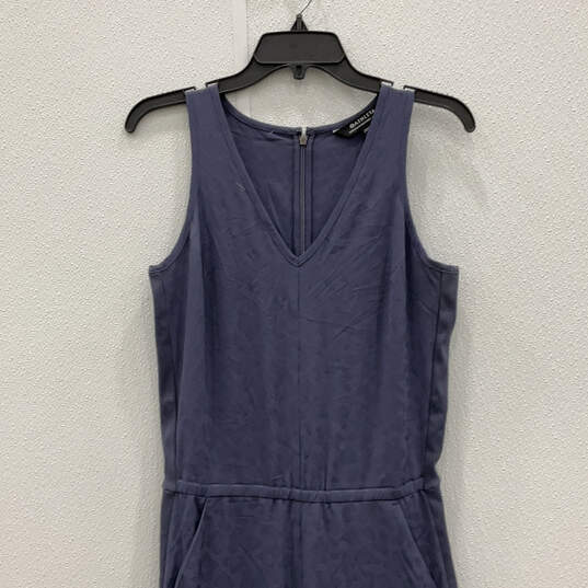 Womens Blue Brooklyn Textured Sleeveless Back Zip One Piece Jumpsuit Size 2 image number 3