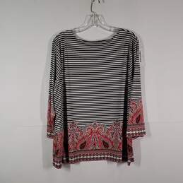 Womens Striped Round Neck 3/4 Sleeve Pullover Blouse Top Size 3 alternative image