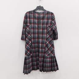 Tahari Red Grey & Black Plaid Pleated Zip-Up Dress Women's Size 14 alternative image