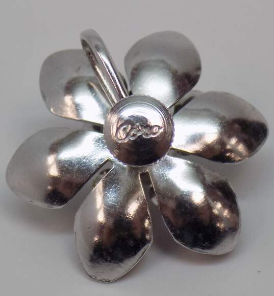 Vintage Coro & Sarah Coventry Silvertone Clear & Black Rhinestones & Enamel Flower Screw Back & Clip On Earrings Variety 19.8g image number 4