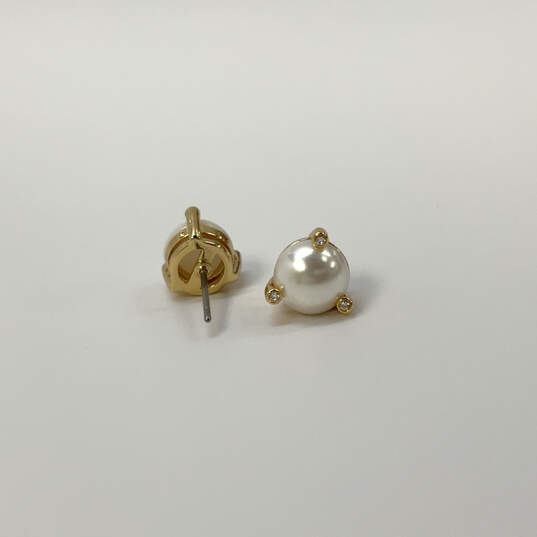 Designer Kate Spade Gold-Tone White Pearl Rise And Shine Stud Earrings image number 3
