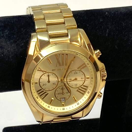 Designer Michael Kors Bradshaw MK5605 Gold-Tone Chronograph Wristwatch image number 1