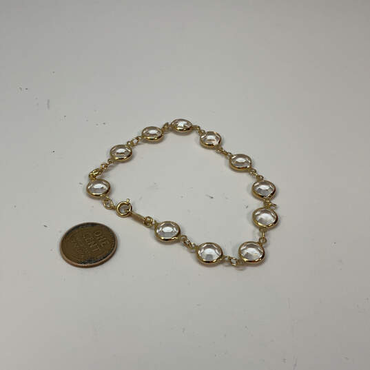 Designer Swarovski Gold-Tone Sparking Crystal Clear Chain Bracelet image number 2