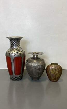 Lot of 3 Metallic Vases