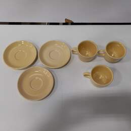 Set of 6 Homer Laughlin Fiesta Cream Yellow Tea Cups & Saucers alternative image