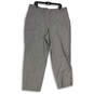 Womens Gray Pinstripe Elastic Waist Flat Front Pull-On Cropped Pants Sz XXL image number 1