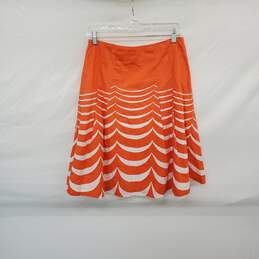 Boden Orange & White Cotton Lined A-Line Skirt WM Size 6R alternative image