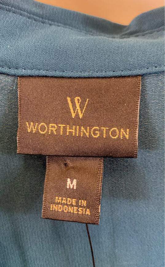 Worthington Blue Long Sleeve Blouse - Size Medium image number 3
