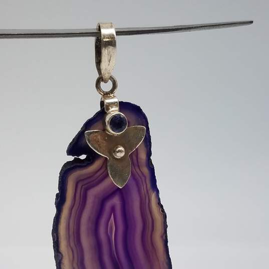 Sterling Silver Purple Agate Gemstone Pendant 15.9g image number 4