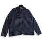 Womens Navy White Striped Drawstring Long Sleeve Pullover Hoodie Size 2X image number 2