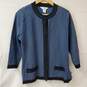 Misook Black & Blue Button-Up Cardigan Sweater Women's M image number 1