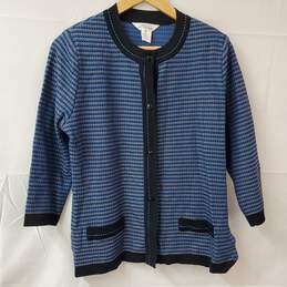 Misook Black & Blue Button-Up Cardigan Sweater Women's M